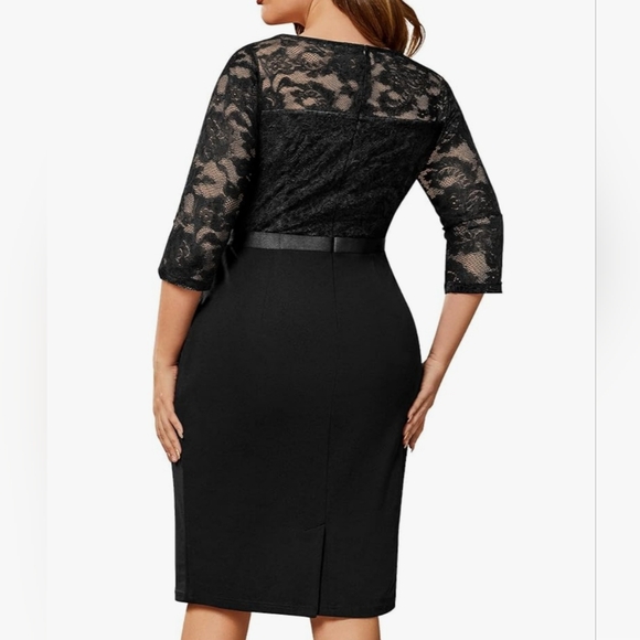 Black Lace & polyester cocktail dress Size XXL - Picture 5 of 8